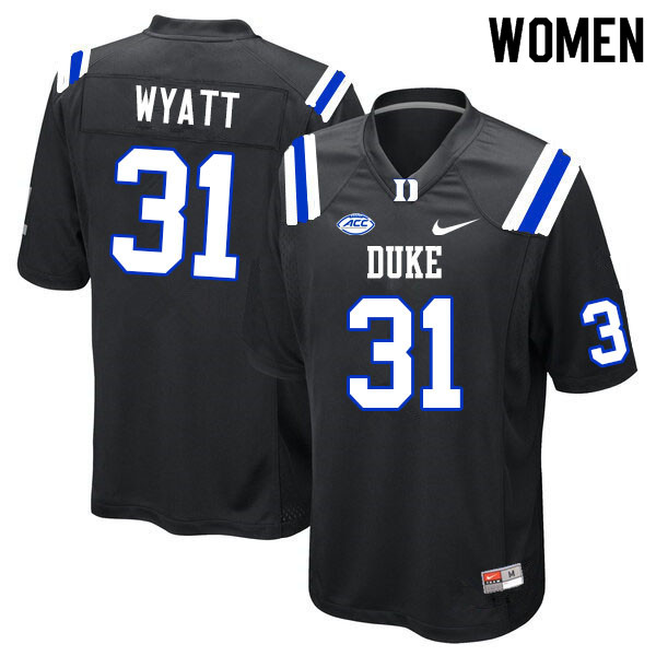 Women #31 Carter Wyatt Duke Blue Devils College Football Jerseys Sale-Black - Click Image to Close